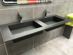 Plan double vasque bassin Design 60 cm, sur mesure, L. 150 à 200 cm x P. 40 à 60 cm, résine minérale ACRYSTONE® SOLID-SURFACE Finition lisse, Livraison Offerte et Rapide.